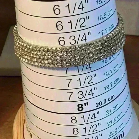 Vintage Silver Rhinestone Stretch Cuff - Picture 5 of 8